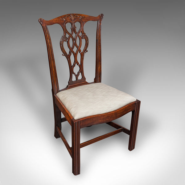 4 Antique Dining Room Chairs, English, Seat, After Chippendale, Georgian, C.1800