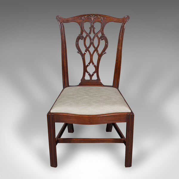 4 Antique Dining Room Chairs, English, Seat, After Chippendale, Georgian, C.1800