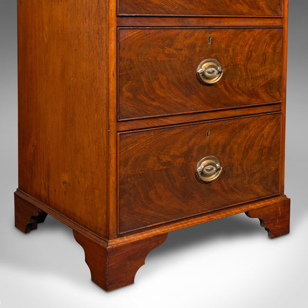 Antique English Tallboy, Chest of Drawers, Victorian Walnut, Flame, Circa 1850