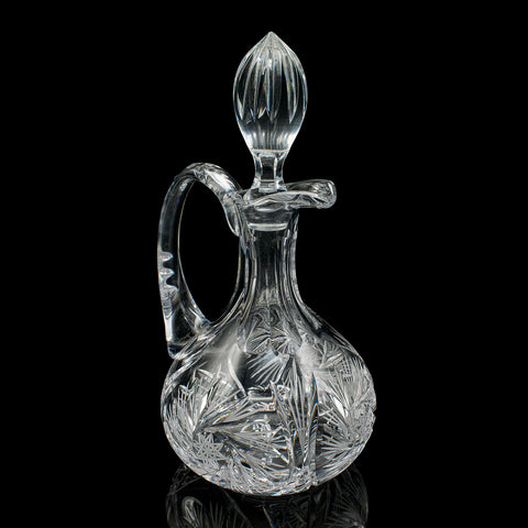 Vintage Crystal Wine Ewer, English, Glass, Claret, Spirit Decanter, Mid Century