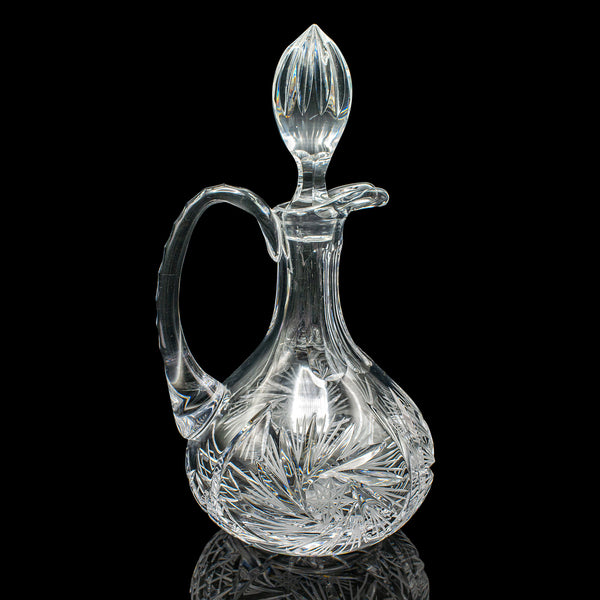 Vintage Crystal Wine Ewer, English, Glass, Claret, Spirit Decanter, Mid Century