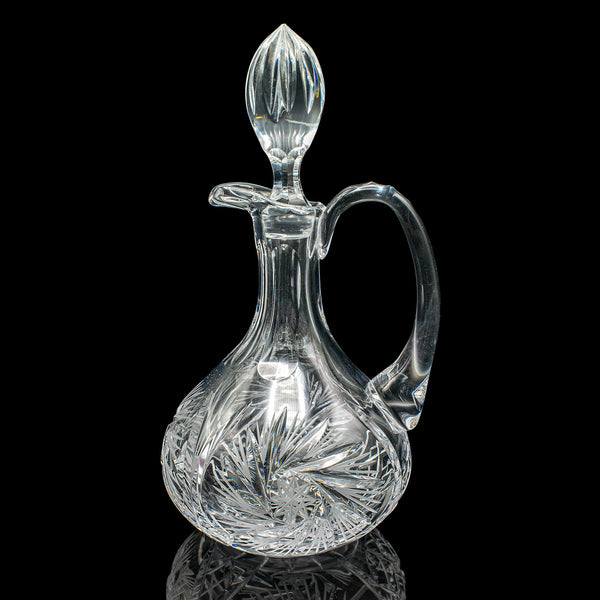 Vintage Crystal Wine Ewer, English, Glass, Claret, Spirit Decanter, Mid Century