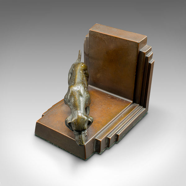 Pair Of Vintage Pointer Bookends, French Bronze, Dog Figure, Book Rest, Art Deco