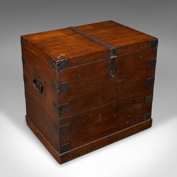 Antique Silver Chest, English, Oak, Iron Bound, Lined Storage Trunk, Georgian