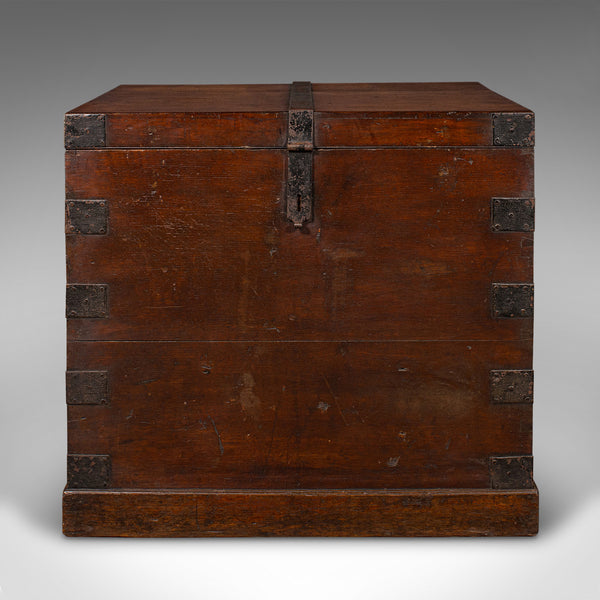 Antique Silver Chest, English, Oak, Iron Bound, Lined Storage Trunk, Georgian