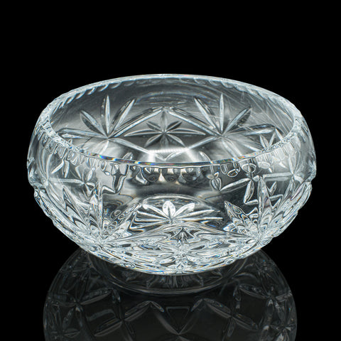 Vintage Decorative Fruit Bowl, English, Cut Crystal Glass, Serving Dish, Punch