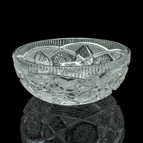 Vintage Centrepiece Fruit Bowl, English, Cut Crystal Glass, Decor, Serving Dish