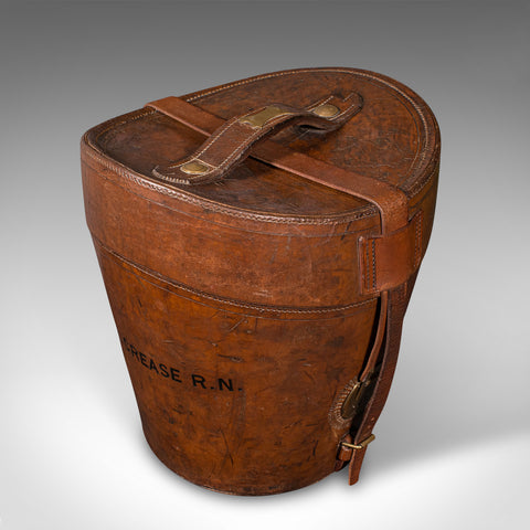 Antique Triple Hat Transit Case, English, Leather, Top Hat Box, Victorian, 1890