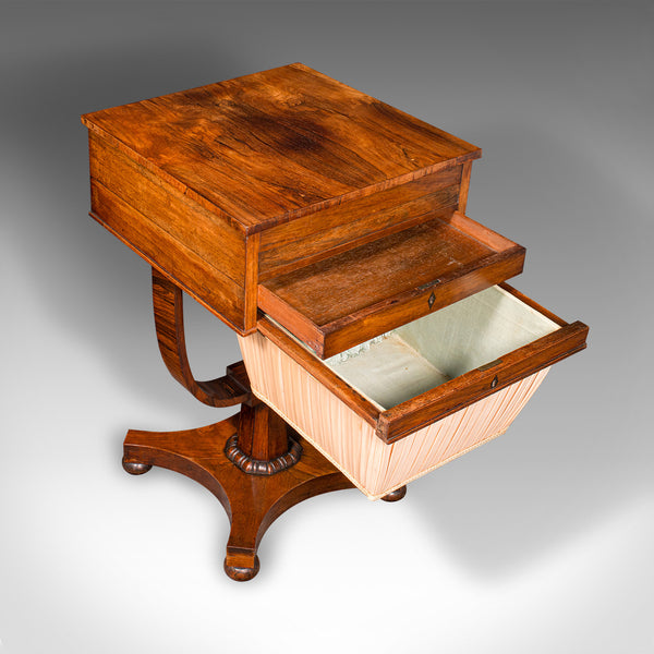 Antique Dual Aspect Sewing Table, English, Ladies, Work Box, Regency, Circa 1820