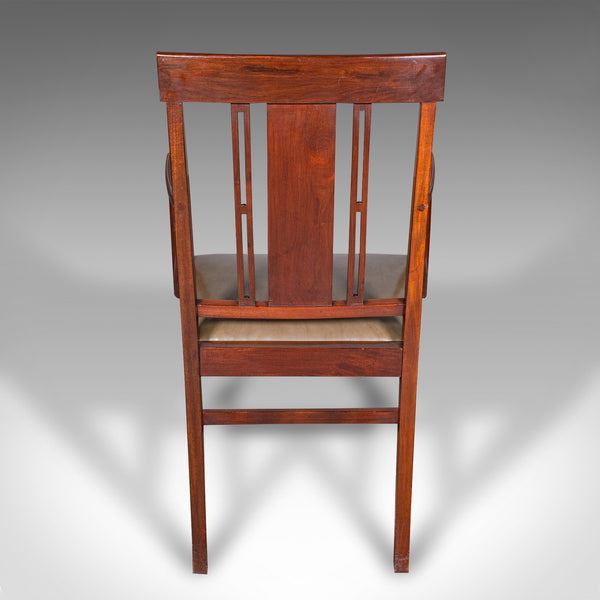 Antique Morning Room Side Chair, English Walnut Elbow Seat, Shoolbred, Edwardian