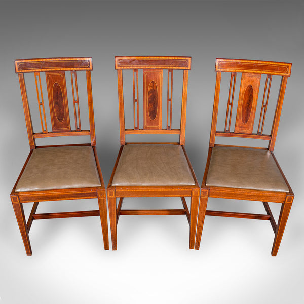 Set Of 6 Antique Dining Room Chairs, English Walnut, Suite, Shoolbred, Edwardian