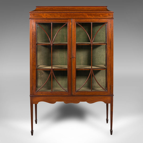 Antique China Display Cabinet, English Glazed Bookcase, Edwardian, Regency Taste