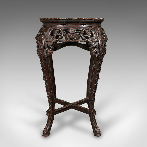 Antique Chinese Carved Jardinière Stand, Hardwood Planter Table, Victorian, 1870