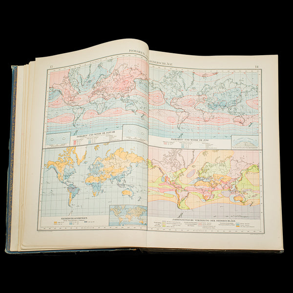 Antique Andrees Handatlas, German Cartography Book, Maps, Atlas, Reference, 1924