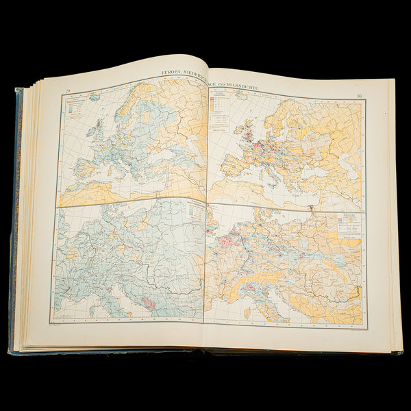 Antique Andrees Handatlas, German Cartography Book, Maps, Atlas, Reference, 1924