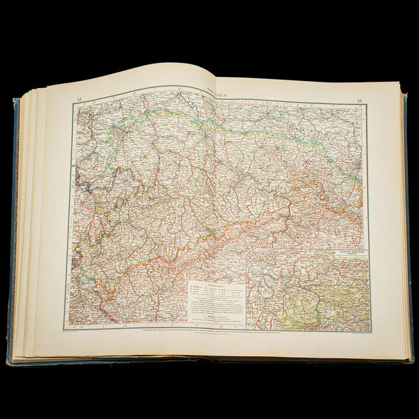 Antique Andrees Handatlas, German Cartography Book, Maps, Atlas, Reference, 1924