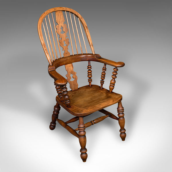 Antique Yorkshire Armchair, English, Elm, Country House, Elbow Seat, Victorian