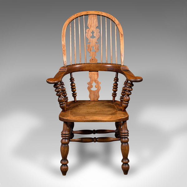 Antique Yorkshire Armchair, English, Elm, Country House, Elbow Seat, Victorian