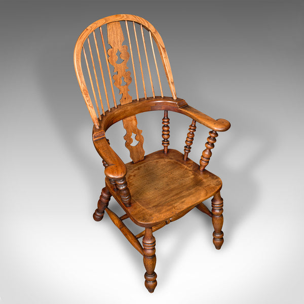 Antique Yorkshire Armchair, English, Elm, Country House, Elbow Seat, Victorian