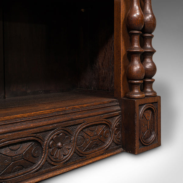 Large Antique Open Bookcase, Scottish Oak, Gothic Revival, Victorian, Circa 1880