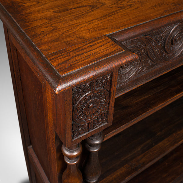 Large Antique Open Bookcase, Scottish Oak, Gothic Revival, Victorian, Circa 1880