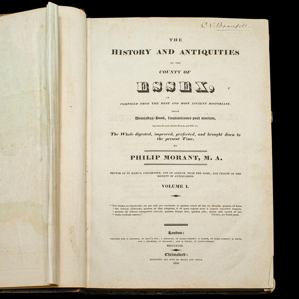 2 Vols Antique Book, Morant's History Of Essex, English, County Reference, 1816