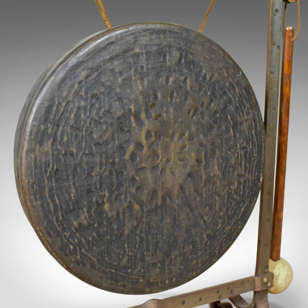 Large Antique Bronze Dinner Gong, Iron Frame, Medieval Styling, Circa 1900 - London Fine Antiques