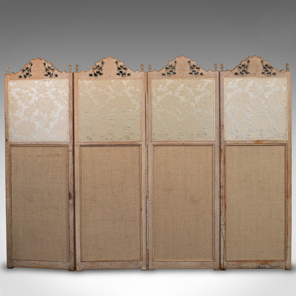 Antique Victorian Screen, English, Limed Oak, Cane, Room Divider, Wall Panel - London Fine Antiques