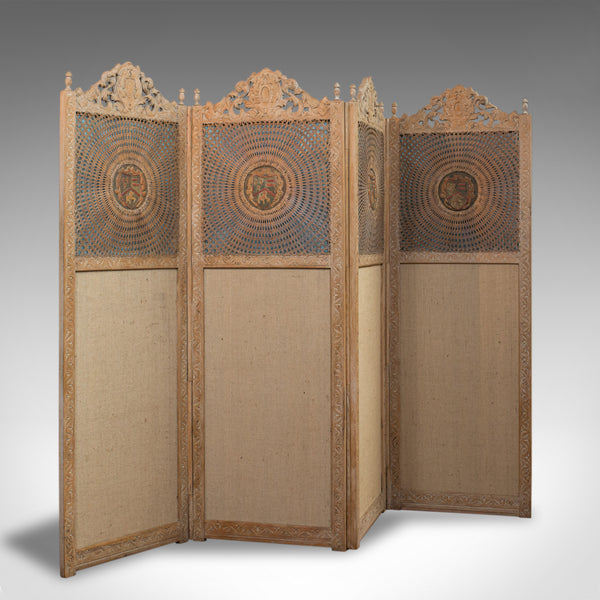 Antique Victorian Screen, English, Limed Oak, Cane, Room Divider, Wall Panel - London Fine Antiques