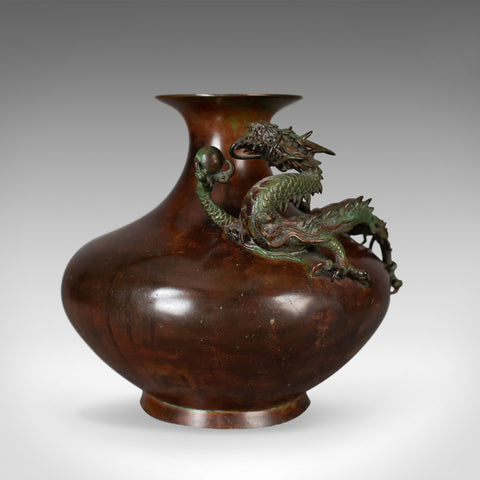 Chinese Urn, Vase, Bronze, Dragon, Pearl, Bowl, C20th, Oriental, Centrepiece - London Fine Antiques