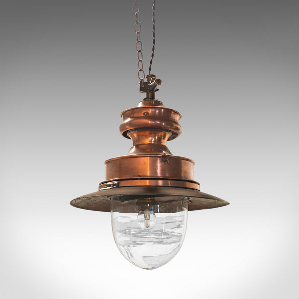 Antique Hanging Lamp, English, Copper, Electric, Industrial, Light, Victorian - London Fine Antiques