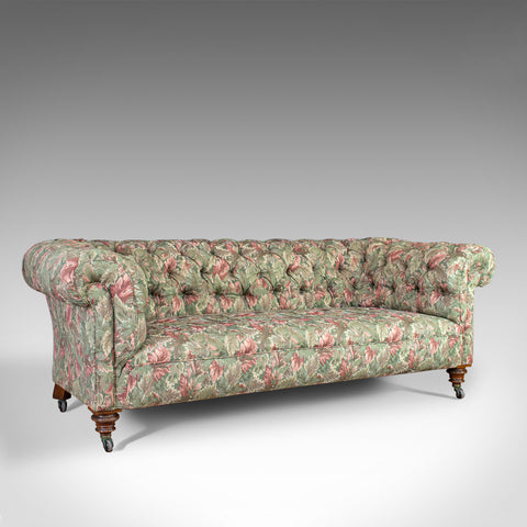 Antique Chesterfield Settee, English, Textile, Upholstered, Sofa, Seating 2 to 3 - London Fine Antiques