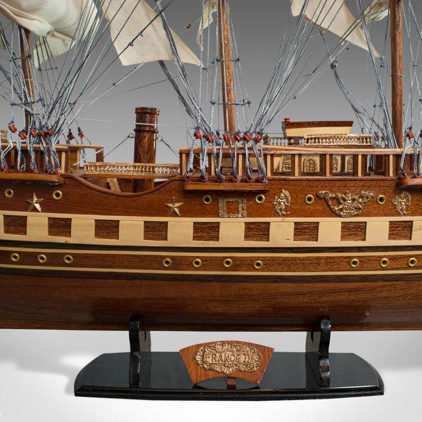 Large Vintage Model, France II, English, Mahogany, Collectible, Ship, Display - London Fine Antiques