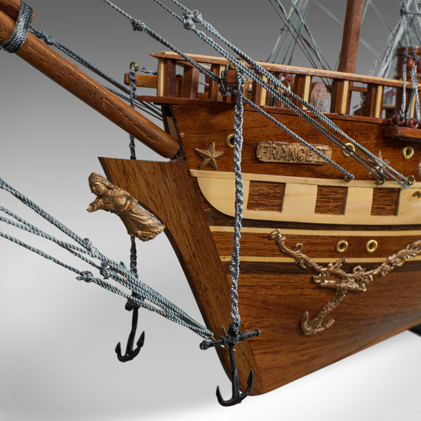 Large Vintage Model, France II, English, Mahogany, Collectible, Ship, Display - London Fine Antiques