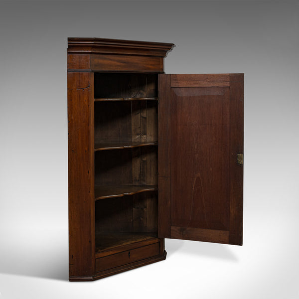 Antique Corner Cabinet, English, Walnut, Mahogany, Wall, Cupboard, Georgian - London Fine Antiques