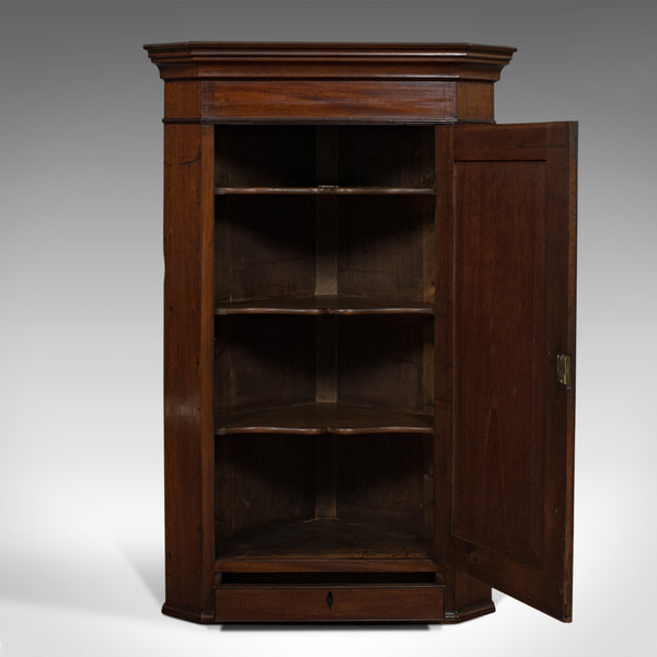 Antique Corner Cabinet, English, Walnut, Mahogany, Wall, Cupboard, Georgian - London Fine Antiques