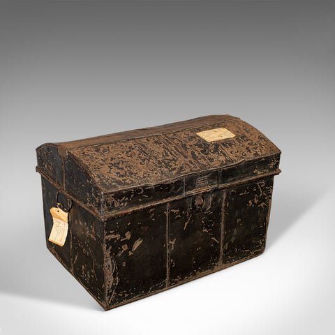 Antique Travel Trunk, English, Tin, Shipping Chest, Wildman, Vice Consulate - London Fine Antiques