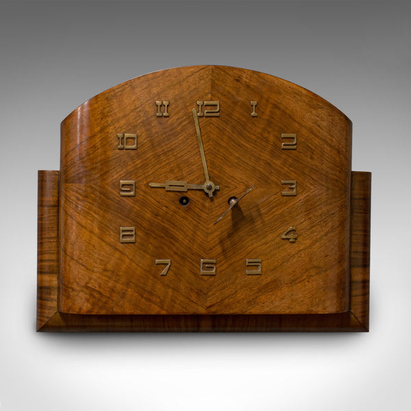 Large Vintage Wall Clock, English, Walnut, Art Deco, Maritime, 8 Day Chime - London Fine Antiques