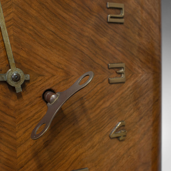 Large Vintage Wall Clock, English, Walnut, Art Deco, Maritime, 8 Day Chime - London Fine Antiques
