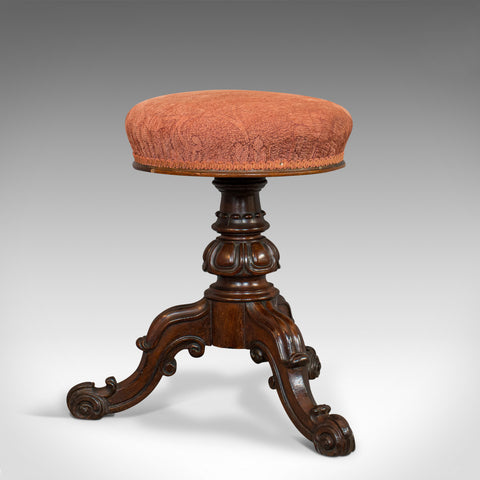 Antique Music Stool, English, Walnut, Adjustable, Piano Recital, 19th Century - London Fine Antiques