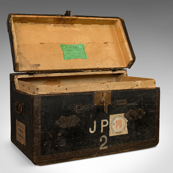 Antique Explorer's Portmanteau, English, Canvas, Travel, Trunk, Chest, Victorian - London Fine Antiques