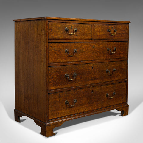 Antique Chest of Drawers, English, Oak, Tallboy, Early Victorian, Circa 1840