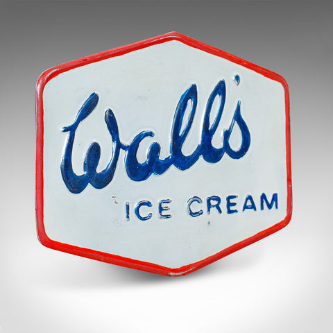 Vintage Wall's Ice Cream Sign, English, Alloy, Advertisement, Plate, Circa 1950