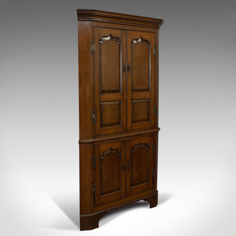 Tall, Antique Corner Cabinet, English, Oak, Georgian, Pot Cupboard, Circa 1800