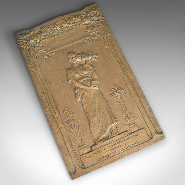 Antique Horticultural Prize Plaque, Bronze, Hamo Thornycroft, Toogood, 1920