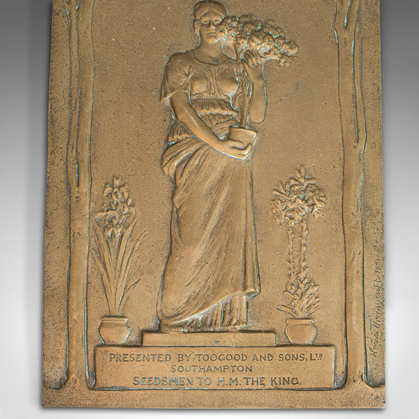 Antique Horticultural Prize Plaque, Bronze, Hamo Thornycroft, Toogood, 1920