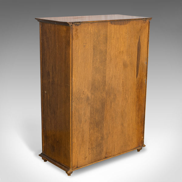 Small Antique Smoker's Cabinet, English, Pokerwork, Caddy, Art Nouveau, C.1890