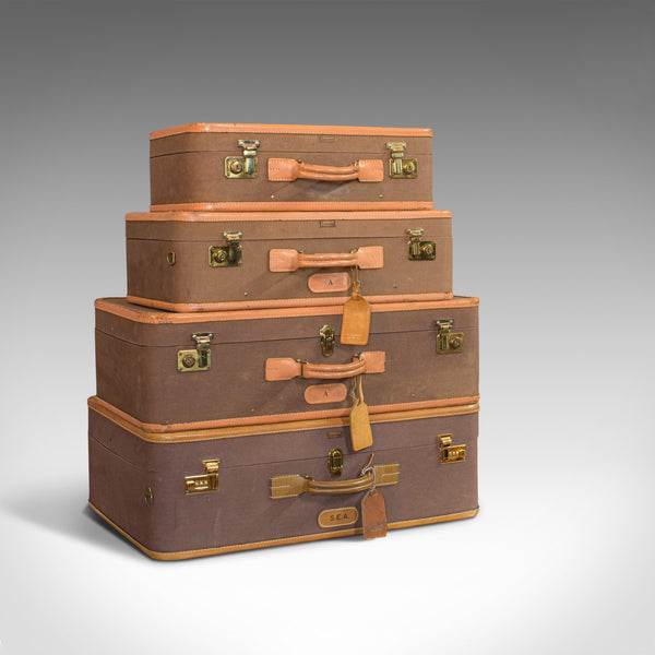 Vintage Luggage Set, American, Leather, Set of 4, Suitcase, T Anthony ...