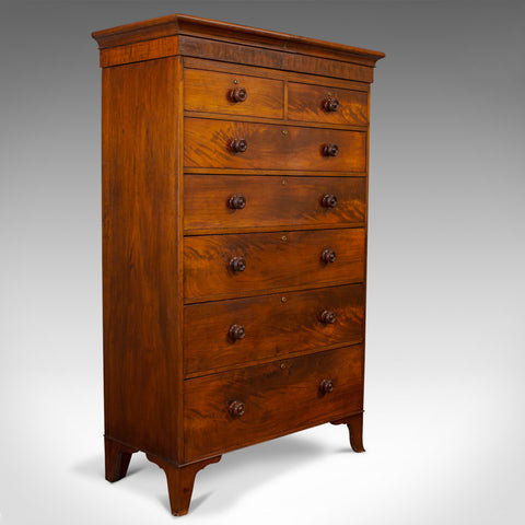 Antique Tallboy, English, Flame Mahogany, Tall Chest of Drawers, Victorian, 1850