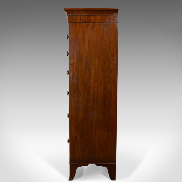 Antique Tallboy, English, Flame Mahogany, Tall Chest of Drawers, Victorian, 1850